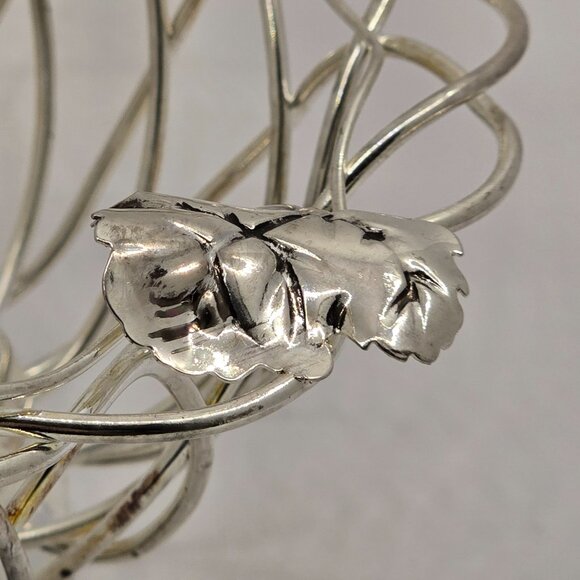 Godinger Silver Art Grape Leaf Swing Handle Silver Plate Basket - TARNISHED - Picture 8 of 10